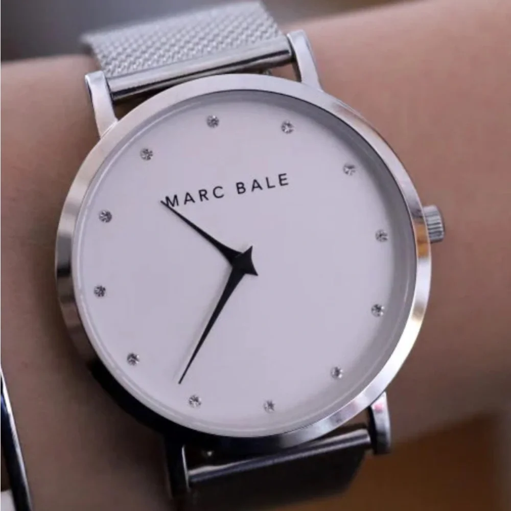 New Swarovski crystal silver band Marc bale watch
